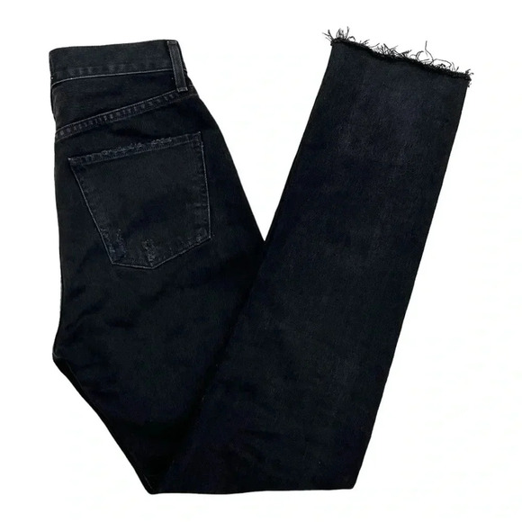 AGOLDE Cherie High Rise Straight Jeans in Distortion Black Distressed Size 24 - Picture 12 of 13